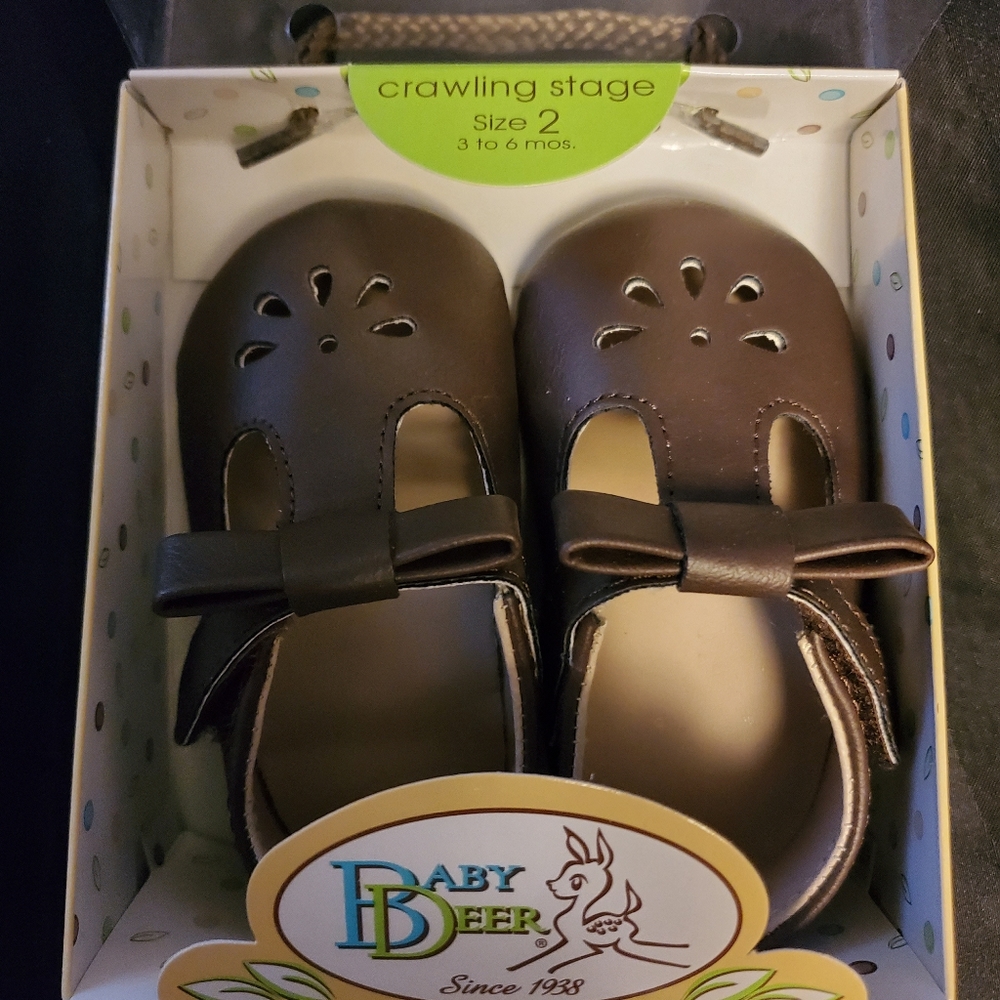 Brown Leather(like) baby girl shoes new in box